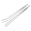 Didiseaon 2-Pack Long Stainless Steel Feeding Tongs for Reptiles and Aquariums, Straight and Curved Tips, Silver view 1