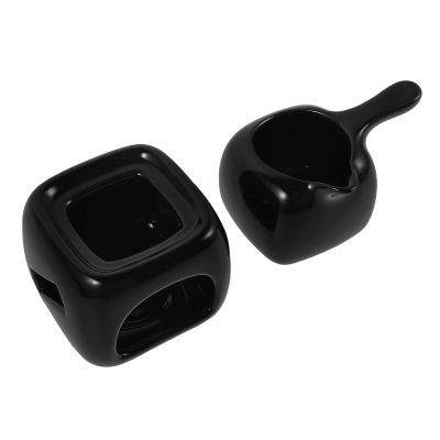 Hemobllo Ceramic Incense Burner and Tealight Holder with Aroma Diffusion, Black