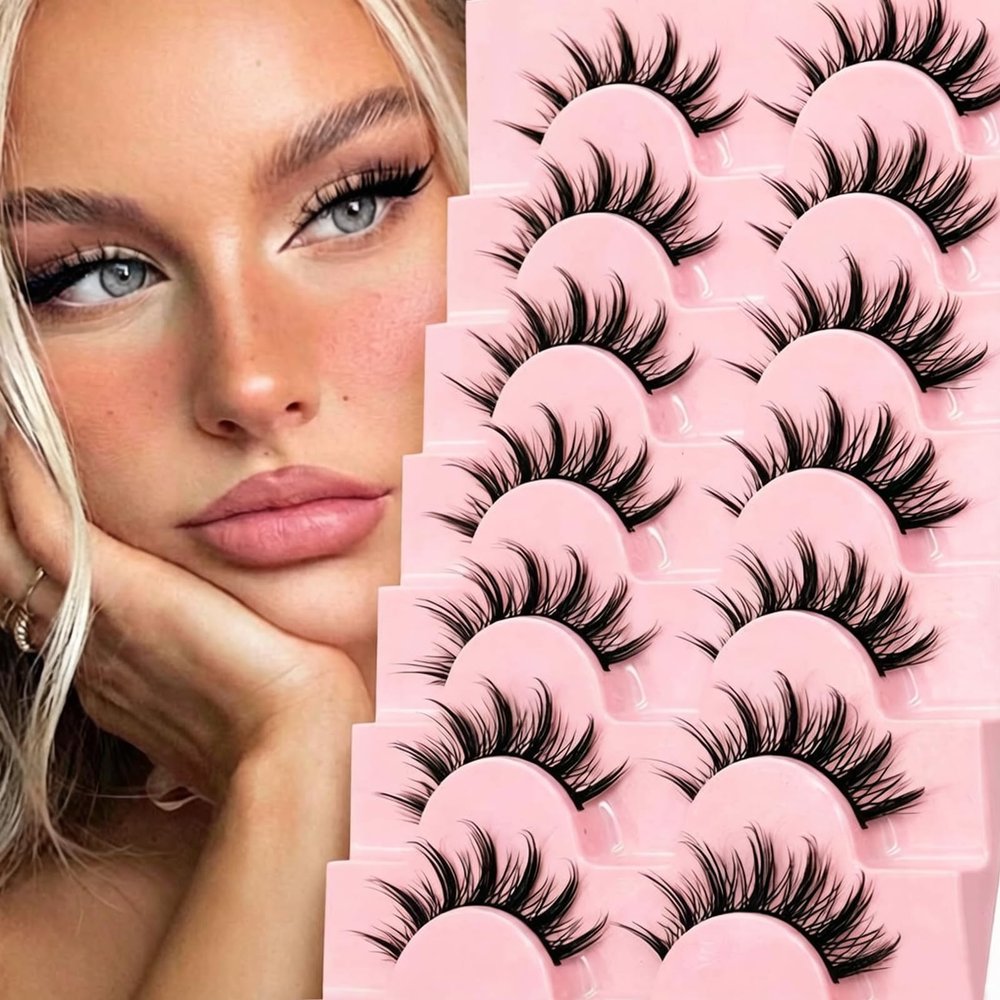 WUMZIRA 10 Pairs Manga Lashes, Wispy Spiky 3D False Eyelashes, 12 mm, Black