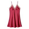 Women's Sexy Push-Up Floral Crochet Sheer Satin Chemise, Red, XXL view 4
