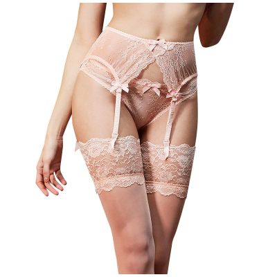 Women’s Black PU Leather Lingerie Garter Belt Set, 4/6 Clips, Size L