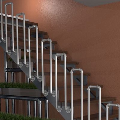 FKXSXAZ U-Shaped Wrought-Iron Stair Handrail, Silver, 45 cm