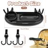Stroller Snack Tray with Cup Holder, Phone Holder and 2 Hooks, Black view 2