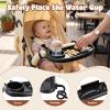 Stroller Snack Tray with Cup Holder, Phone Holder and 2 Hooks, Black view 3