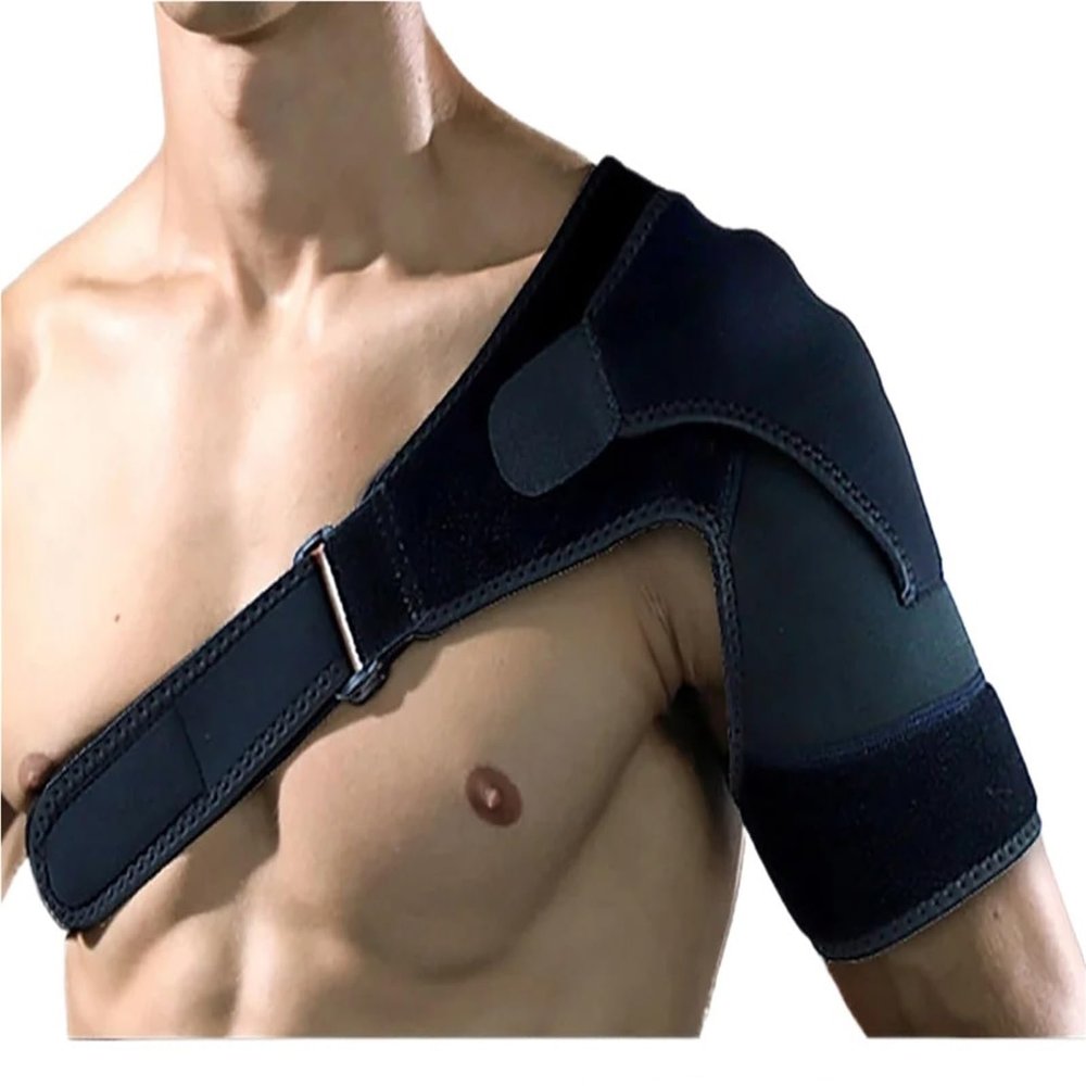 BYQADFT Adjustable Shoulder Support Brace, Neoprene Compression Wrap, Unisex (Black)