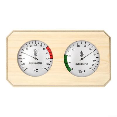 Sauna Thermometer and Hygrometer with Wood Frame