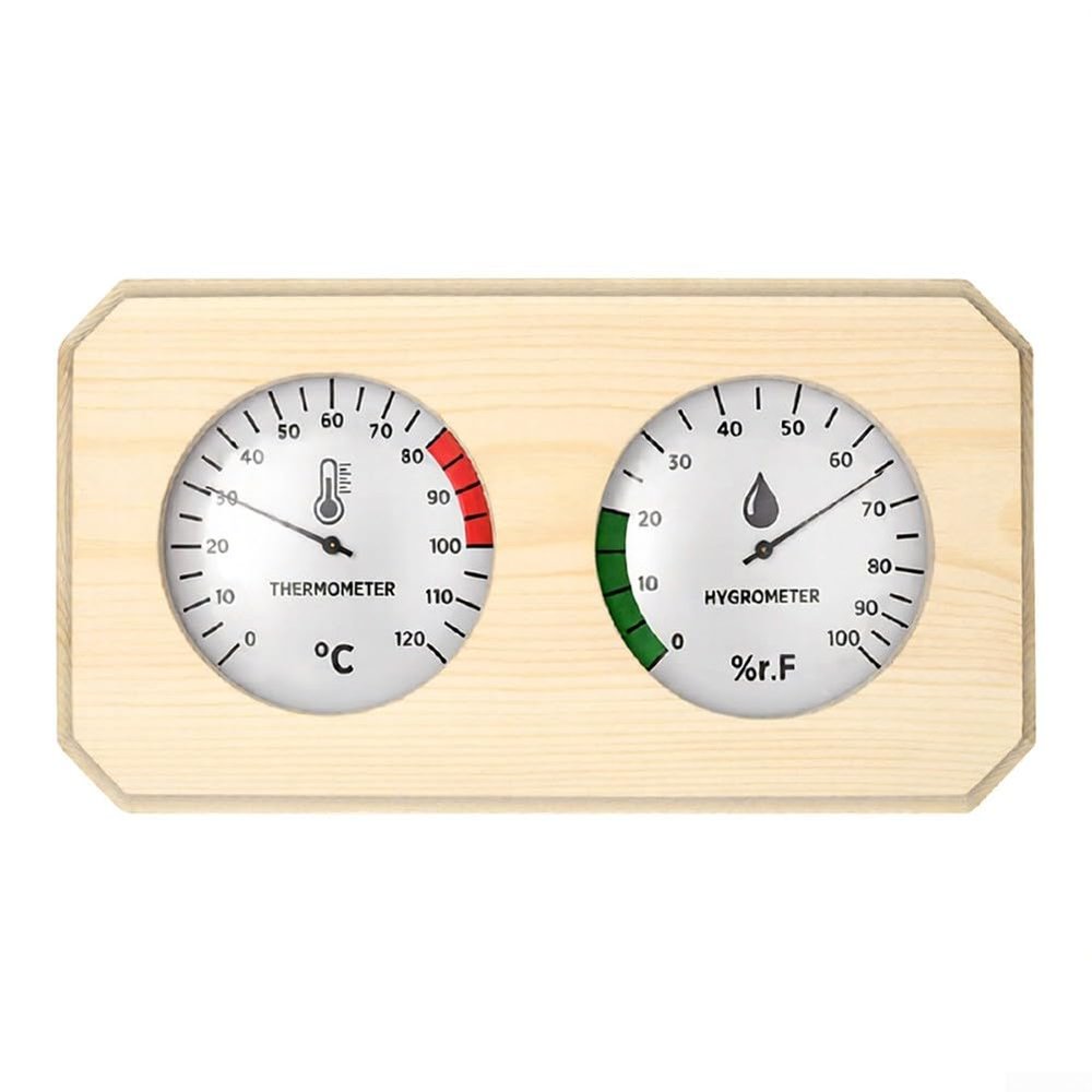 Sauna Thermometer and Hygrometer with Wood Frame