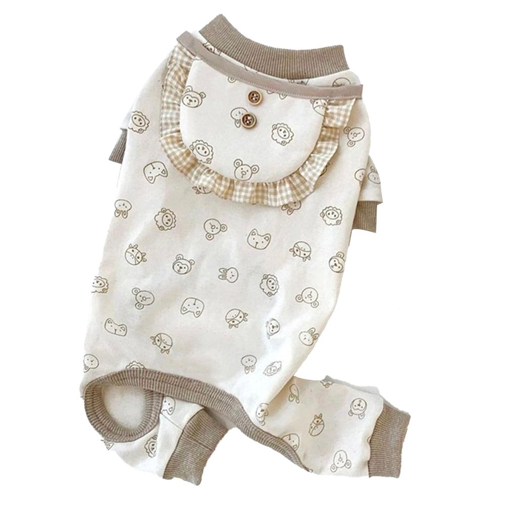 Mavaol Small Dog Outfit with Cute Pattern and Scarf, Warm Four-Legged Sweater (S)