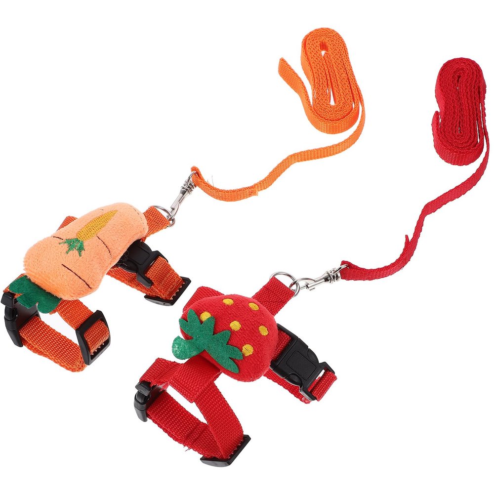 HYTROVE 2-Pack Small Animal Harnesses with Adjustable Leashes, Including Hamster Leashes, for Dwarf Rabbits, Gray, S