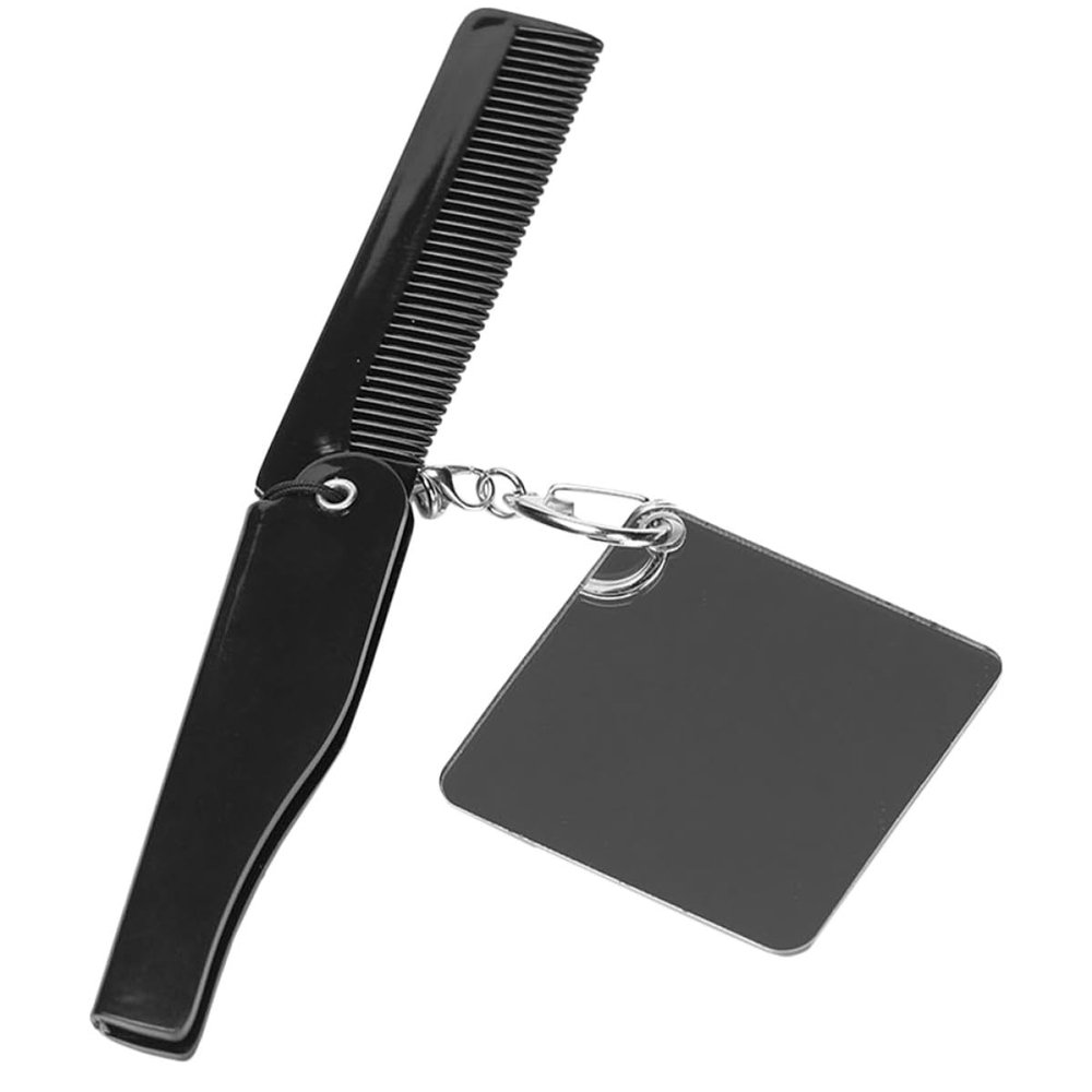 Garneck Small Folding Beard Comb with Acrylic Mirror