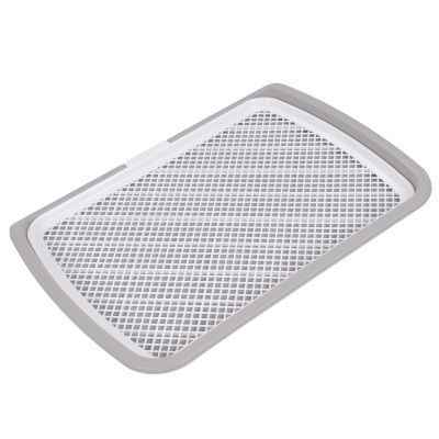 Asixxsix Puppy Potty Training Tray, Low-Entry Mesh Toilet with Removable Top Plate and Base, Gray