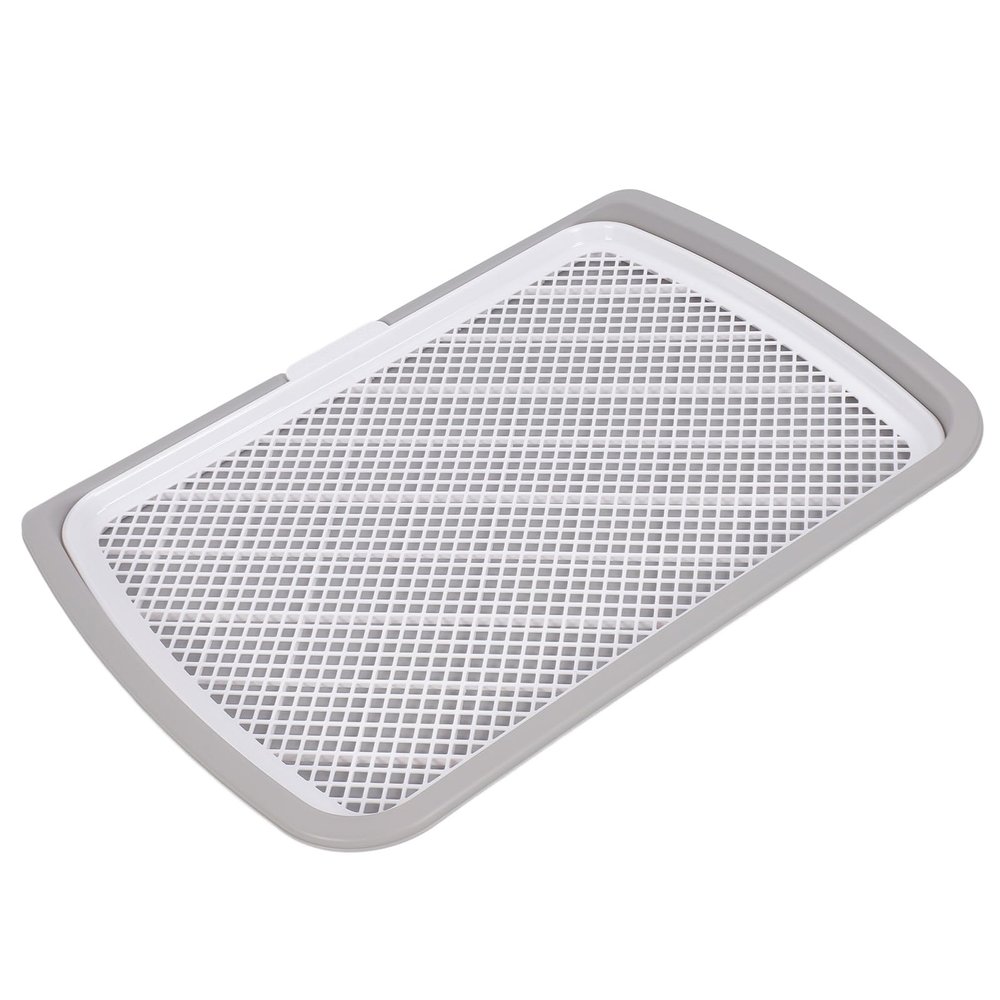 Asixxsix Puppy Potty Training Tray, Low-Entry Mesh Toilet with Removable Top Plate and Base, Gray