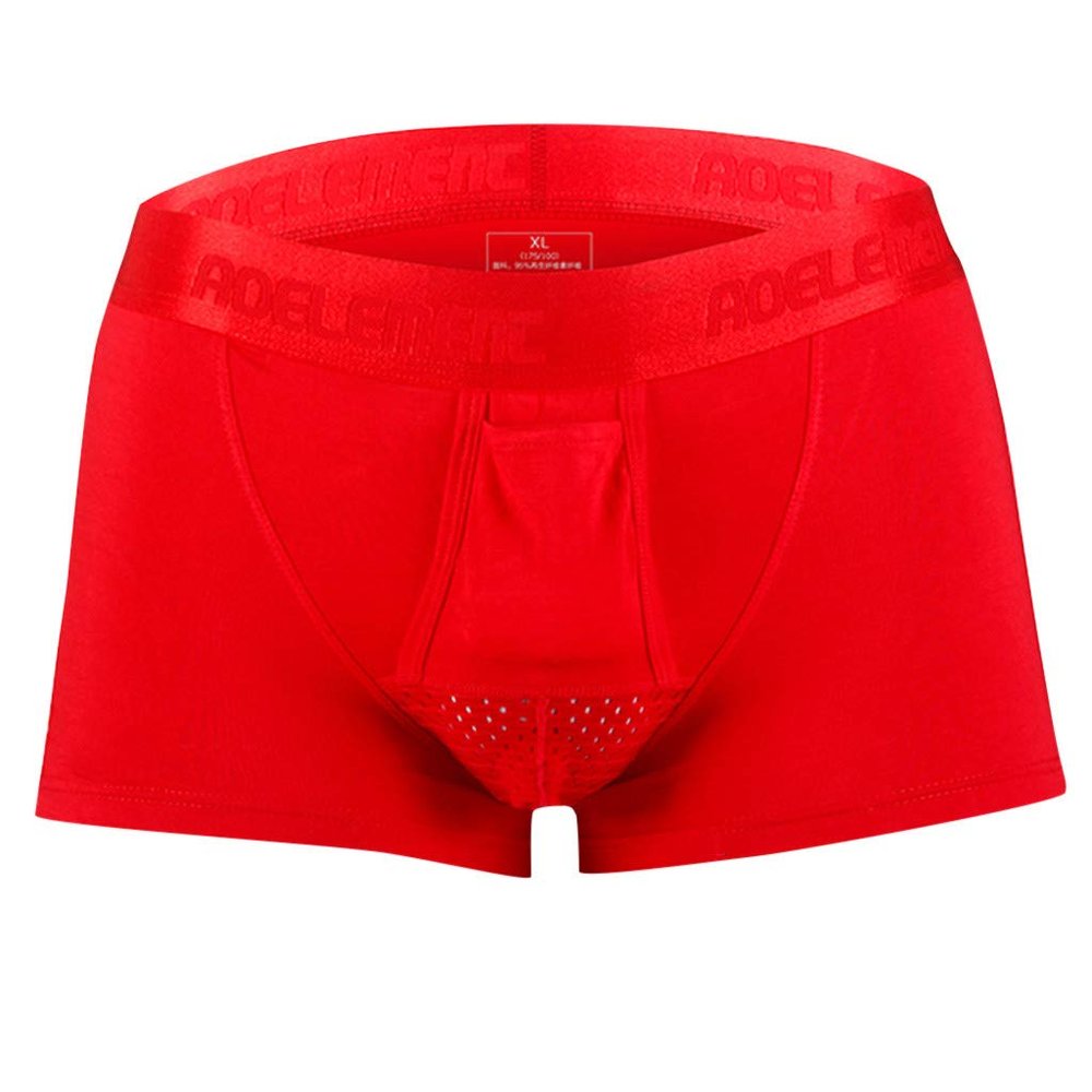 Men's Scrotum-Separating Breathable Underwear (Red, L)