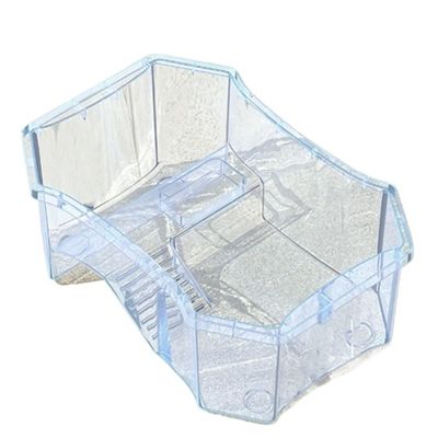 Reptile Feeding Box, Multi-Section Tank, Semi-Transparent Blue, 50 x 35 x 17 cm