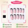 Ceboic 24-Piece Medium Square Black French Press-On Nails with Silver Glitter view 2