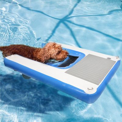 Inflatable Dog Pool with Non-Slip Ramp and Ladder, Supports up to 90 kg