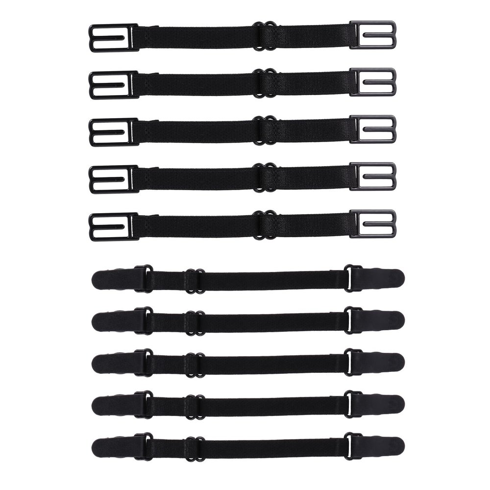 Mask Extension Straps with Buckle, Black, 10-Pack, Flexible Dacron