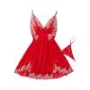 Genrico Sexy Mesh Lingerie Nightwear for Men, Women's Boudoir Nightwear, Sexy Women's Lingerie, Lace Babydoll with Robe, Red, Medium view 1