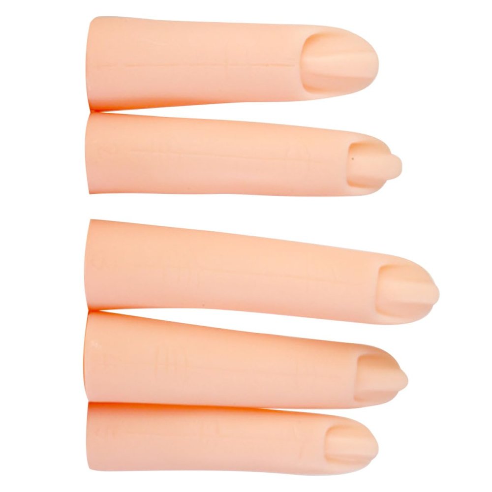 AUTSUPPL 5-Piece Silicone Manicure Practice Fingers, Khaki