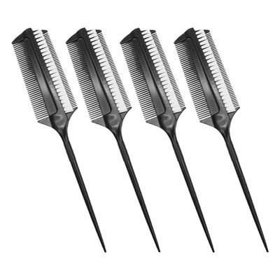 HEATSHAKING 4-Piece Double-Sided Plastic Perm Brush Set with Short Bristles and Comfortable Grip
