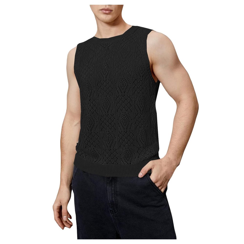 RUMAOZIA Men's Sheer Mesh Fishnet Tank Top