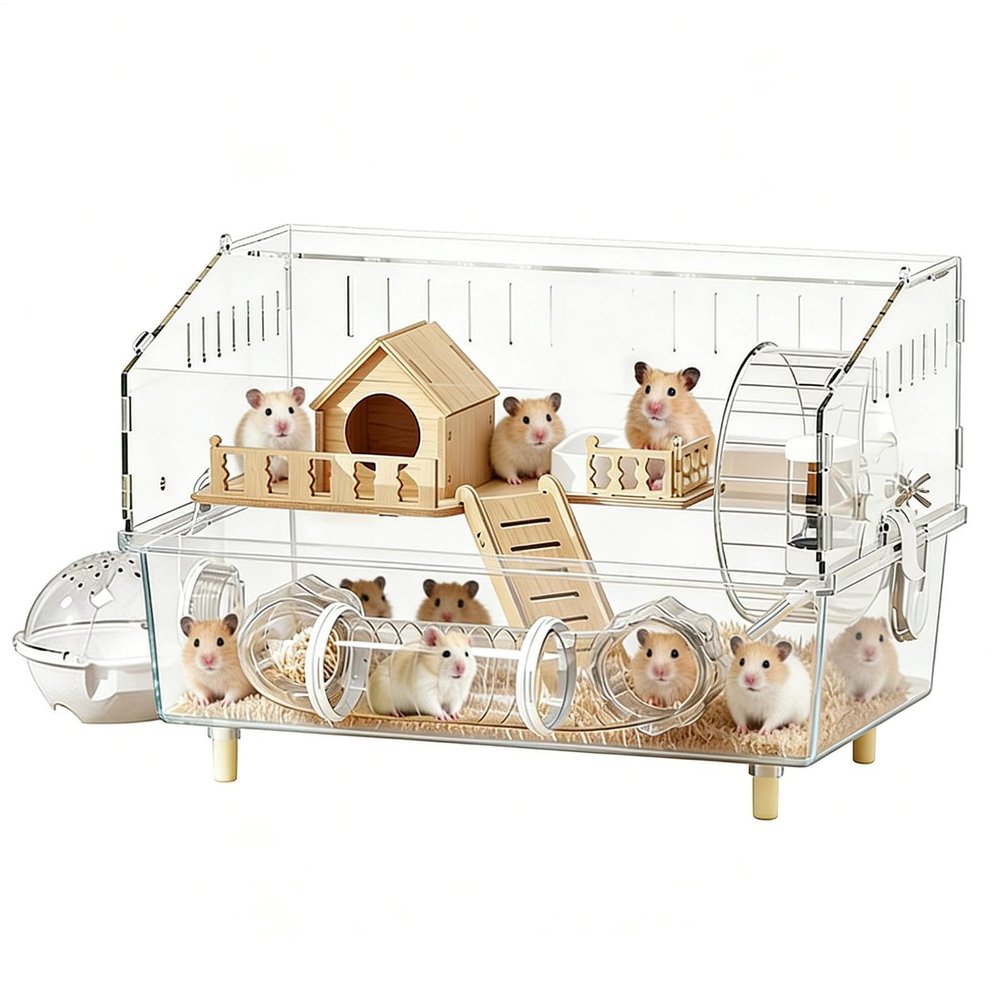 Acrylic Glass Hamster Cage and Habitat for Chinchillas, Hedgehogs, and Small Animals