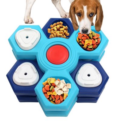 Anti-Gulp Dog Bowl with Rotating Multi-Level Lick Plate