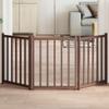 Lumanois 3-Piece Foldable Dog Gate, Brown Oak, 150 cm, Solid Fir Wood, 2.5 kg, 352292 view 1
