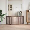 Lumanois 3-Piece Foldable Dog Gate, Brown Oak, 150 cm, Solid Fir Wood, 2.5 kg, 352292 view 3