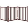 Lumanois 3-Piece Foldable Dog Gate, Brown Oak, 150 cm, Solid Fir Wood, 2.5 kg, 352292 view 4