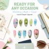 Cosblisvia 30-Piece Blue-Green Floral Press-On Nails, Short Fake Nails view 3