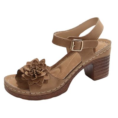 Women's 3D Flower Open-Toe Wedge Sandals with Wide Fit