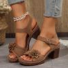Women's 3D Flower Open-Toe Wedge Sandals with Wide Fit view 2