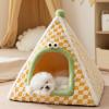 Feizikaw Insulated Winter Cat Bed for Balconies, Cozy Warm Tent Design for Small and Medium Cats, Indoor/Outdoor (Yellow, 47 x 46 x 48 cm) view 3