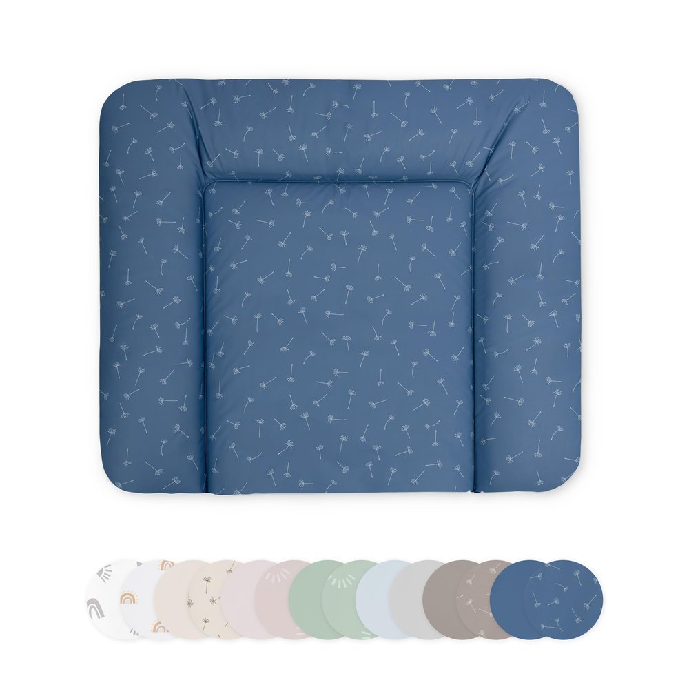 Ehrenkind Washable Changing Pad, Denim Blue Dandelion, 72 x 85 cm