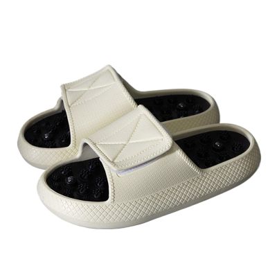 SQOYEI Indoor/Outdoor Foot Massage Slippers, Adjustable Reflexology Sandals, White, EU 42