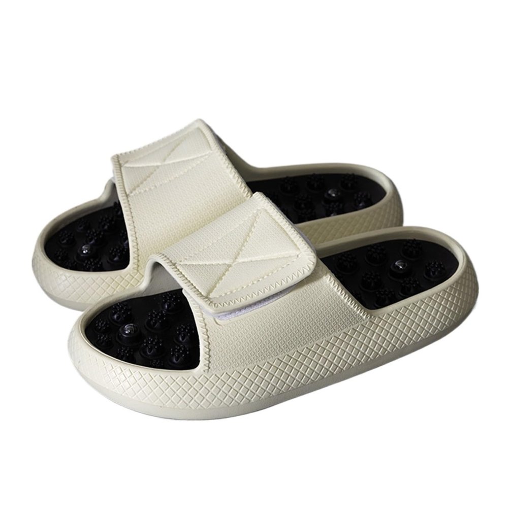 SQOYEI Indoor/Outdoor Foot Massage Slippers, Adjustable Reflexology Sandals, White, EU 42