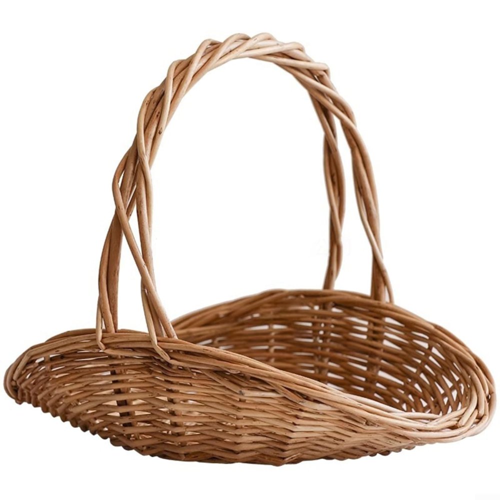 BEAZOOM Oval Handwoven Willow Basket with Handle, Small