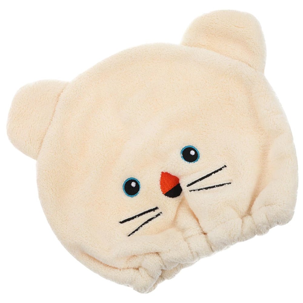 Quick-Drying Coral Fleece Hair Towel Cap with Button for Girls