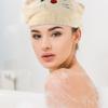 Quick-Drying Coral Fleece Hair Towel Cap with Button for Girls view 4