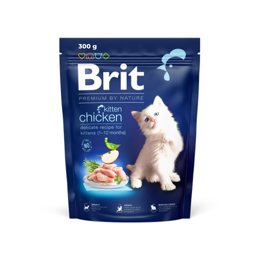 Brit Premium by Nature Dry Food for Kittens & Pregnant/Nursing Cats, Chicken Flavor, 300 g