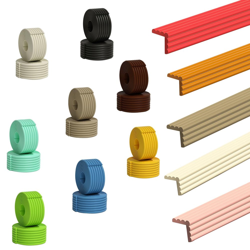 2M, 5M, 10M, 20M Edge Protector, Bumper, High-Density Foam, W-Shape for Tables, Fireplaces, Countertops (Black, 20M)