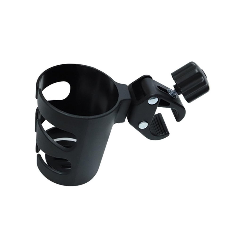 COMPUKAS Plastic Stroller Drink Holder, Universal Bottle Holder for Bicycles and Parks, Secure Cup Holder, Lightweight and Adjustable, Black