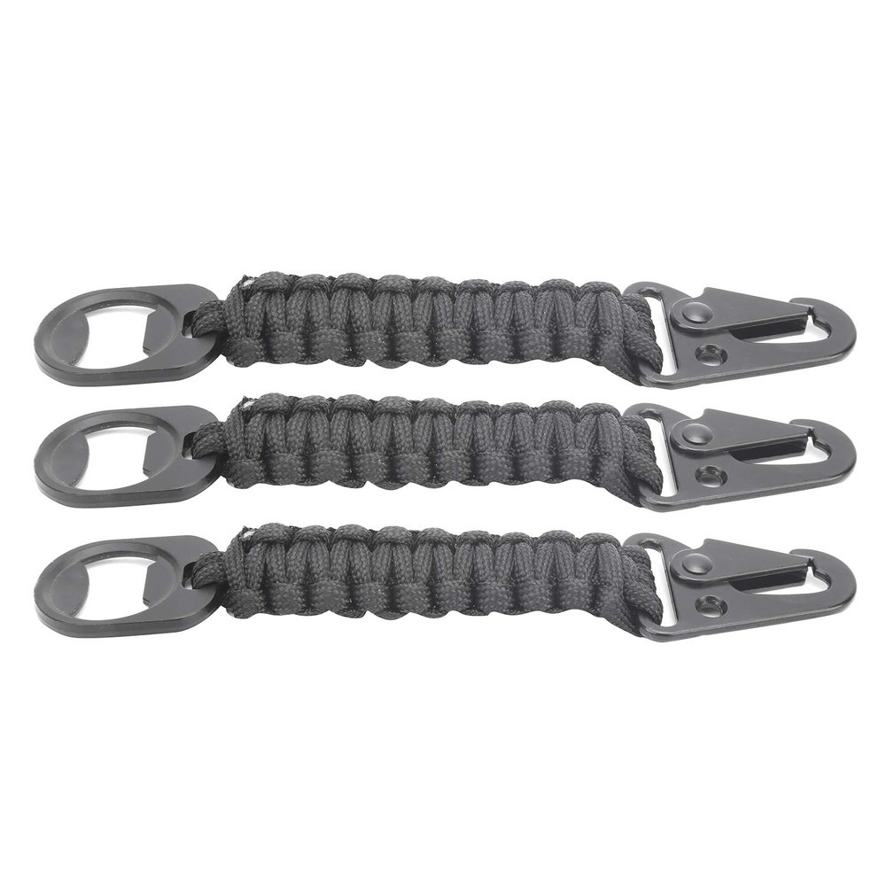 HOSEONFN Multifunctional Bottle Opener, Paracord Carabiner Lanyard, Non-Slip, for Outdoor Use, 3-Pack