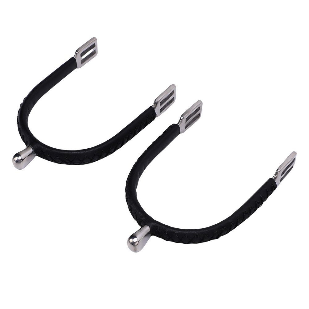 Yechiry Stainless Steel Horse Spurs with Adjustable Leather Straps, Size L