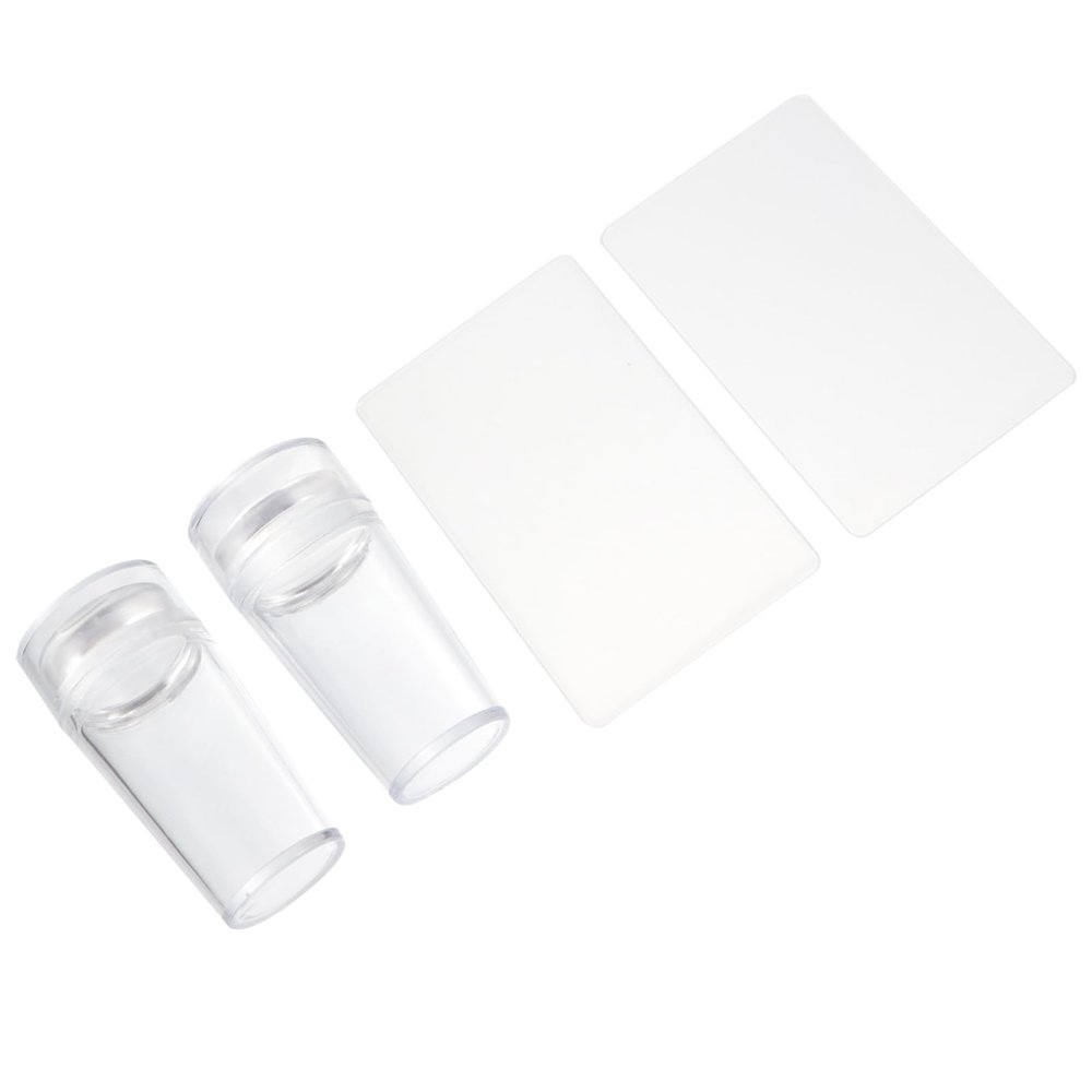 BETOOKY 4-Piece White Acrylic Nail Stampers with Nail Plate and Scraper