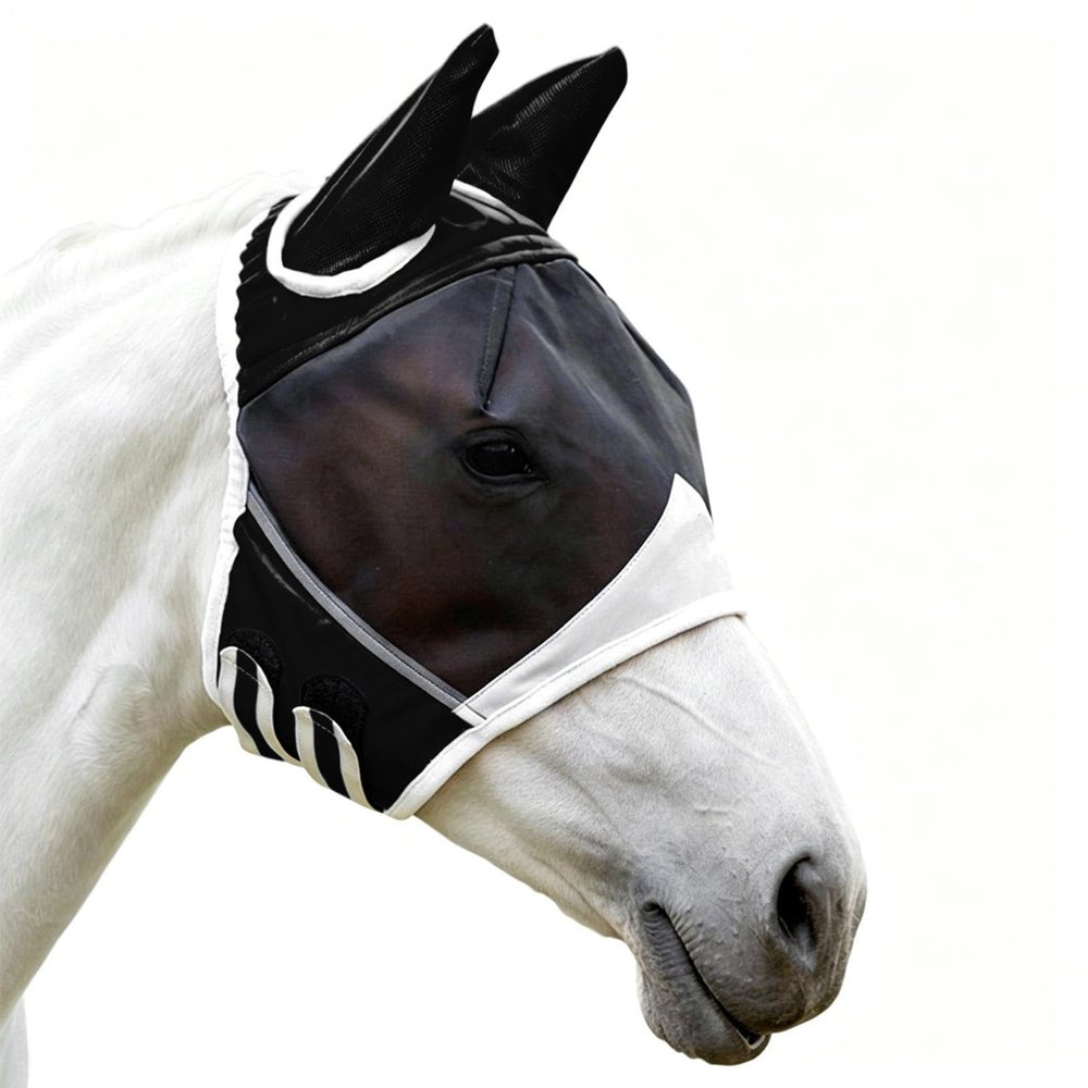 Fly Mask for Horses, Breathable Mesh, UV Protection, with Ears