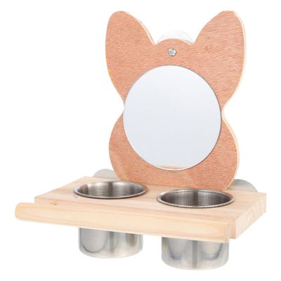 VALICLUD Reusable Stainless Steel Bird Bowls with Wood for Cages