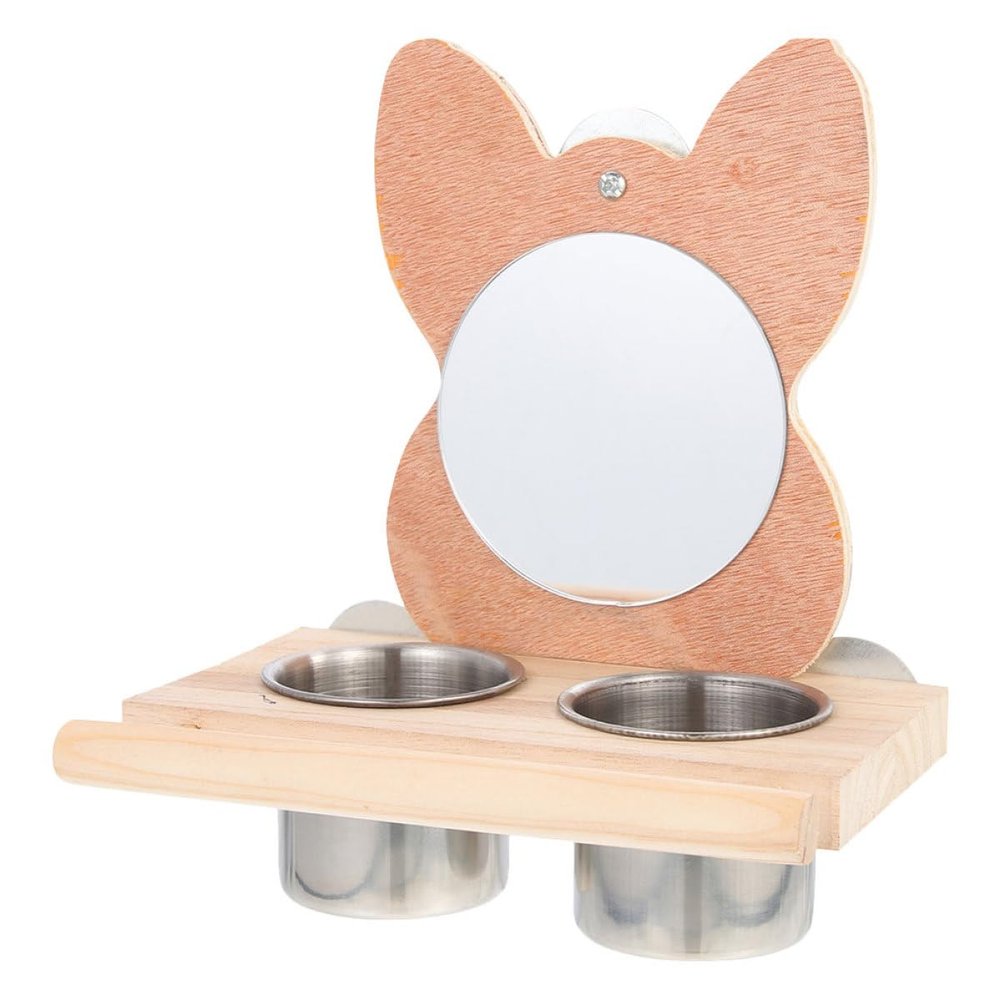VALICLUD Reusable Stainless Steel Bird Bowls with Wood for Cages