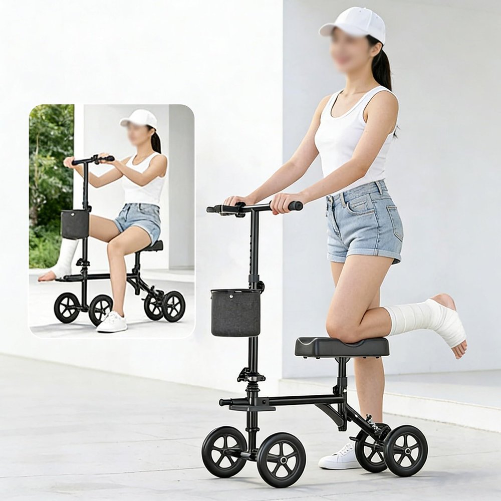 Foldable Fracture-Rehabilitation Rolling Walker with Adjustable Height